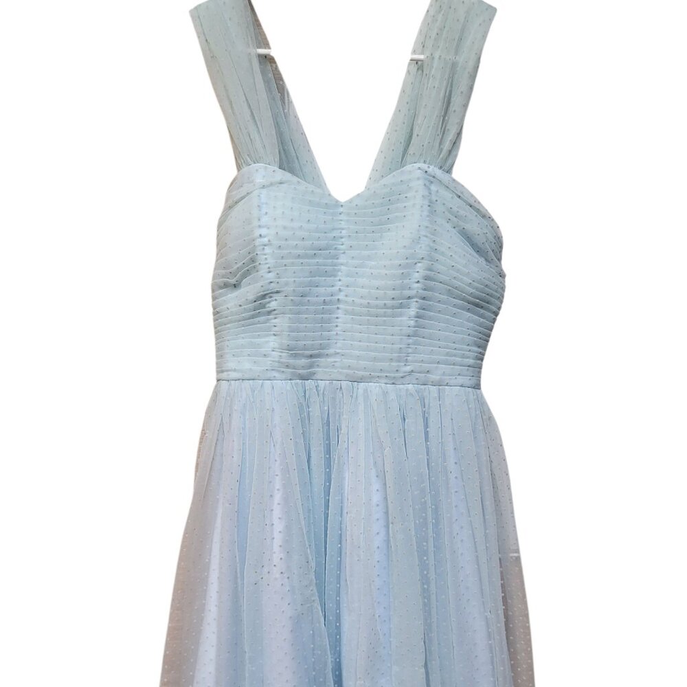 UniqueVintage Chiffon Swiss Dot Dress Womens XL Light Blue